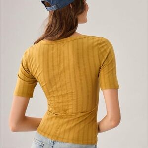 Anthropologie Pilcro Pointelle Scoopneck Top